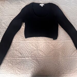 Topshop Elegant Black Cropped Long Sleeve Top